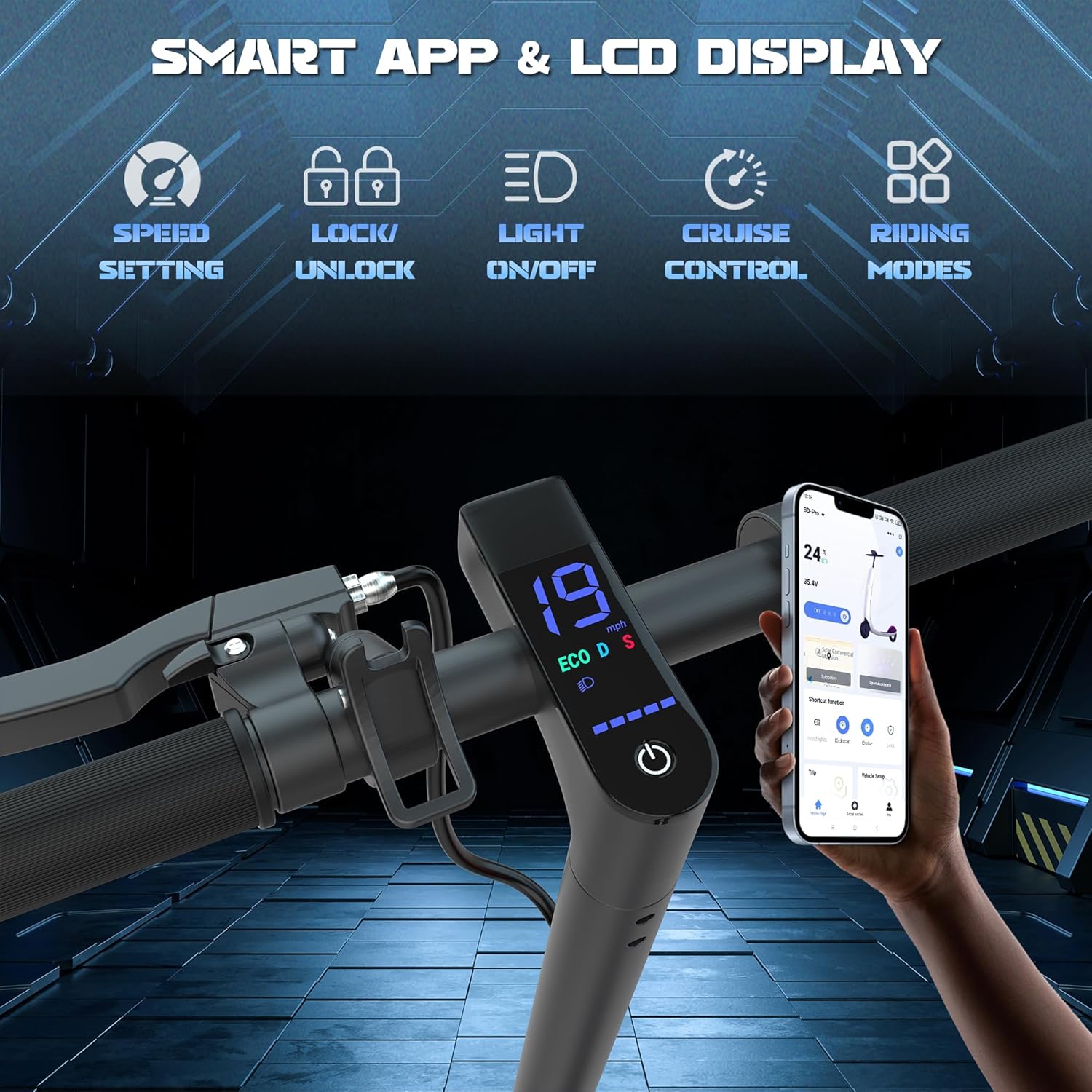 WERHY Foldable Electric Scooter, 350W Motor, Max 12/16Miles Long Range, 19 MPH Max Speed, 8.5" Solid Tire, Lightweight Foldable E-Scooter with Dual Braking, Digital Display, Cruise Control - Image 8