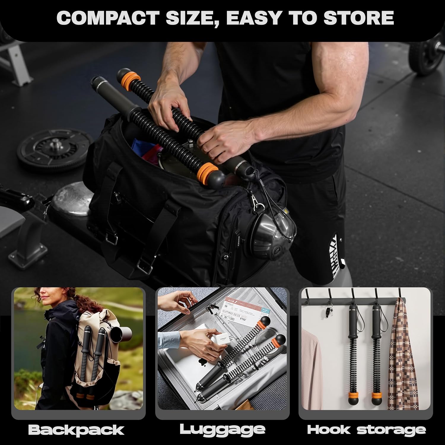 Cordless Battle Ropes for Home Gym, 3-Level Adjustable Weighted Ropeless Rope for HIIT & Cardio, Low-Impact Strength Training Gear with Non-Slip Grip, Portable Exercise Equipment for Apartment Travel - Image 5