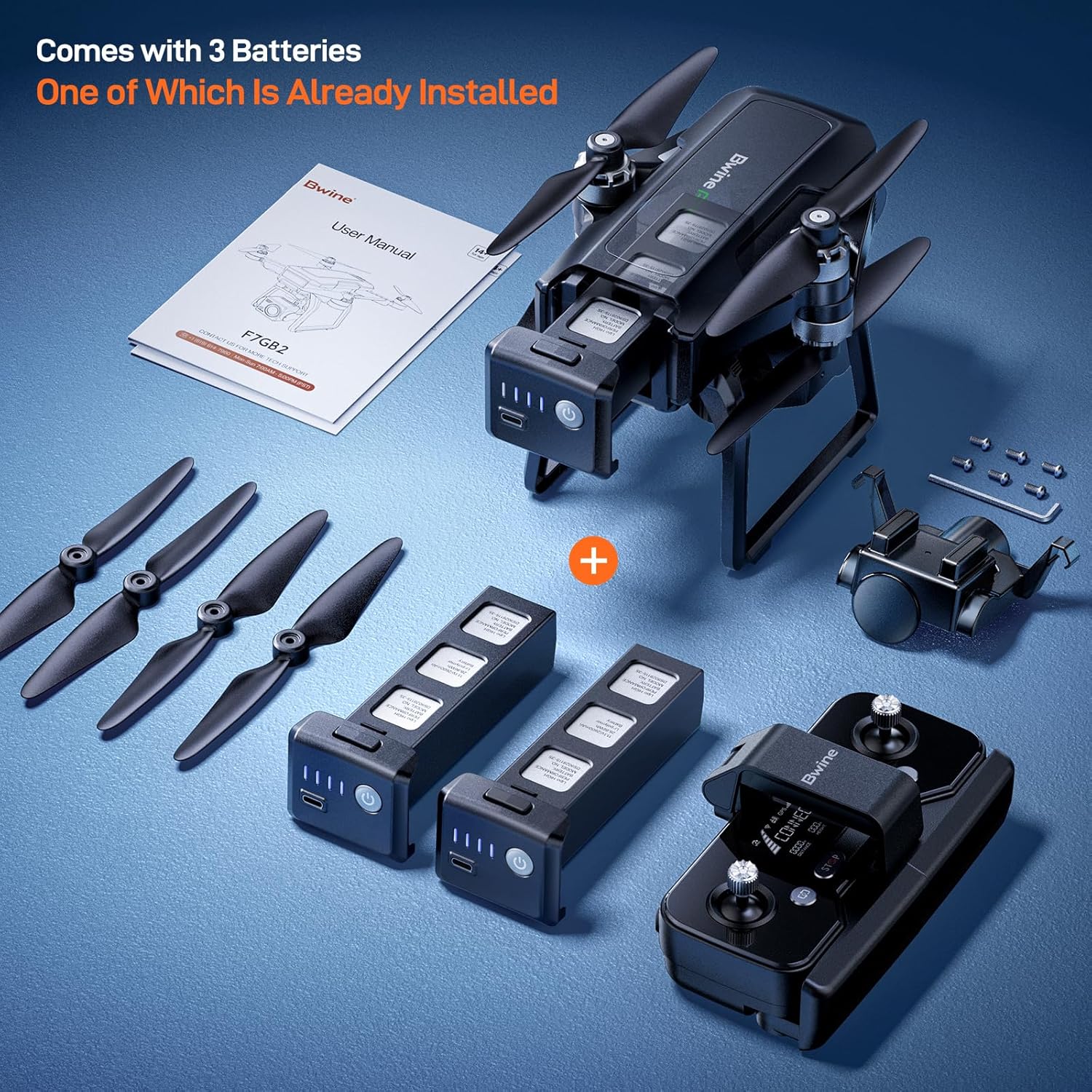 Bwine F7GB2 Pro Drones with Camera for Adults 4K UHD Aerial, 3-Axis Gimbal, 10000FT Control, 75 Mins Flight Time with 3 Batteries, GPS Follow, Waypoint, Orbit Fly, Auto Return, Beginner Mode - Image 8