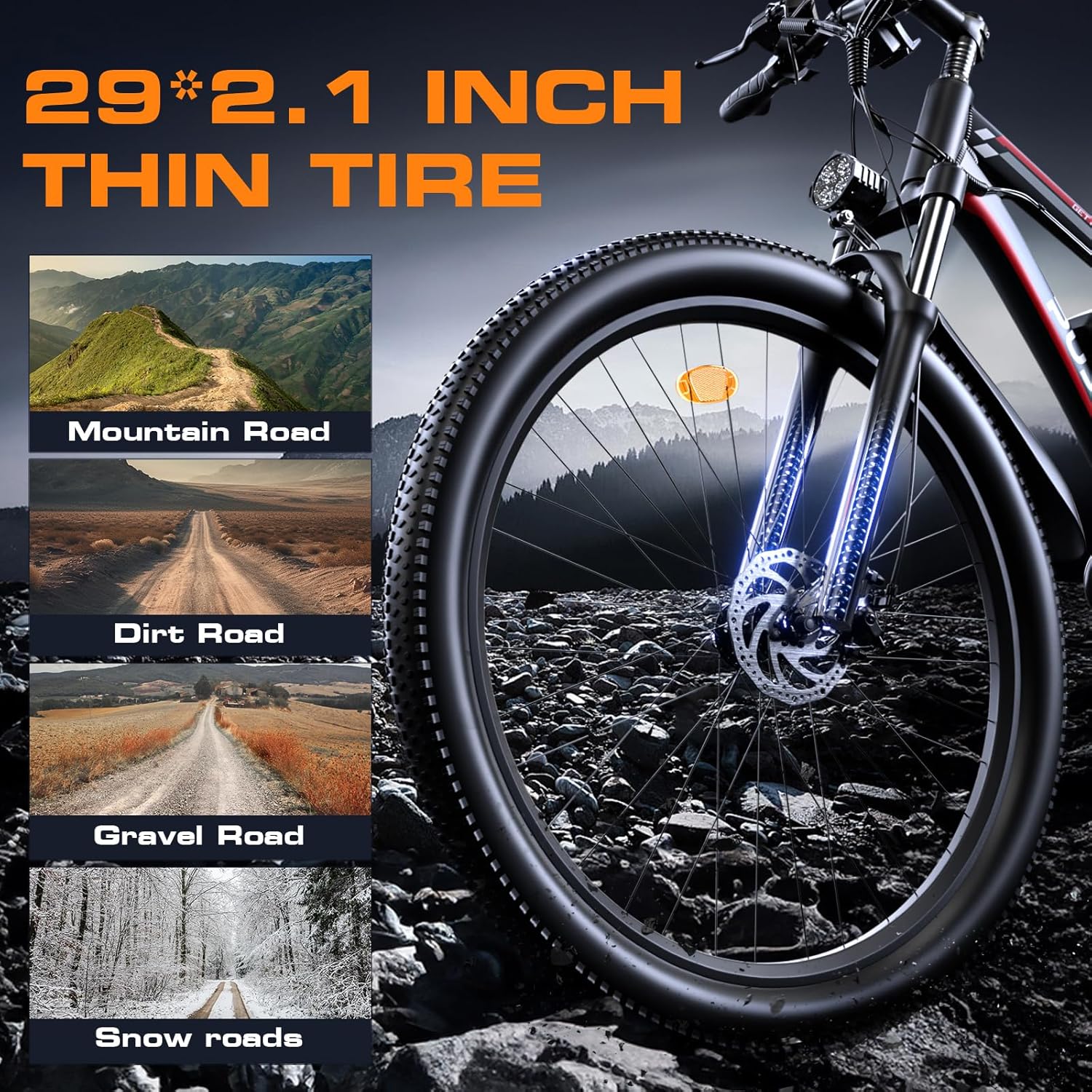 2000W Electric Bike for Men Women 48V 17.5Ah Battery, 29'' Fast Ebike,Max 34 Mph to 80 Miles, Front Suspension Class 3, Snow Off Road Commuter Mountain E-Bike for Adults - Image 5