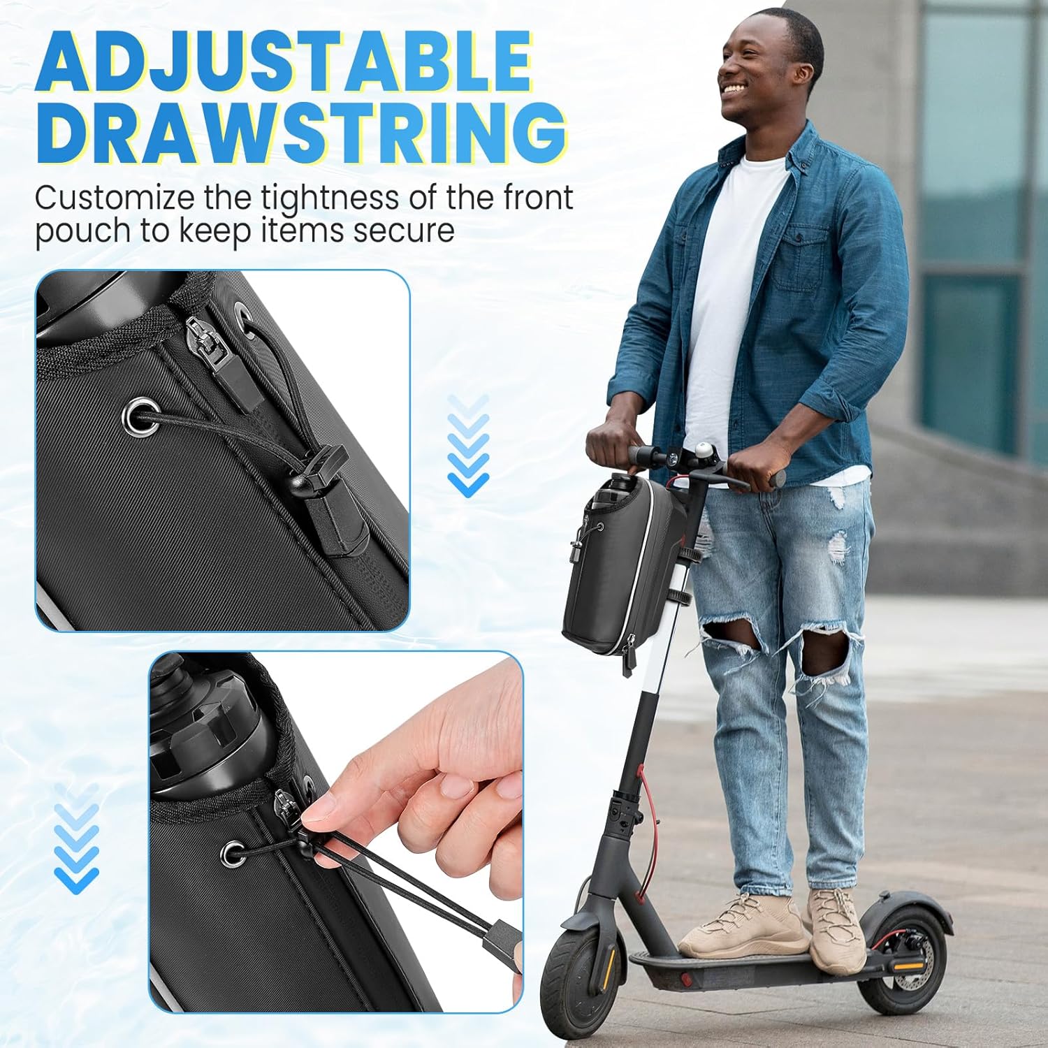 GXCROR Electric Scooter Bag 2L Large Capacity, Waterproof Front Hanging Storage Bag, Portable Handlebar Bag for Carrying Phone, Bottle, Charger Tools - Image 5