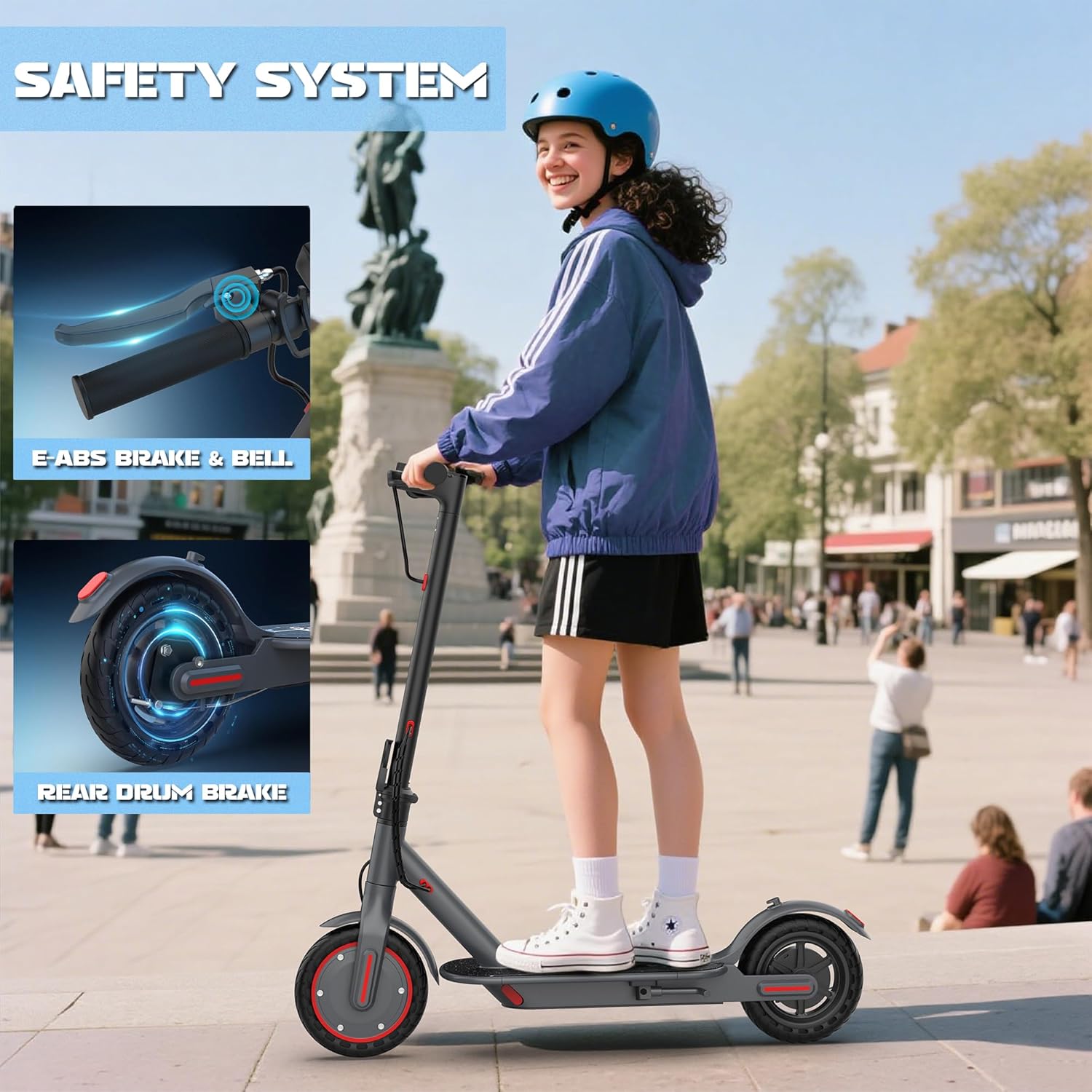 WERHY Foldable Electric Scooter, 350W Motor, Max 12/16Miles Long Range, 19 MPH Max Speed, 8.5" Solid Tire, Lightweight Foldable E-Scooter with Dual Braking, Digital Display, Cruise Control - Image 5