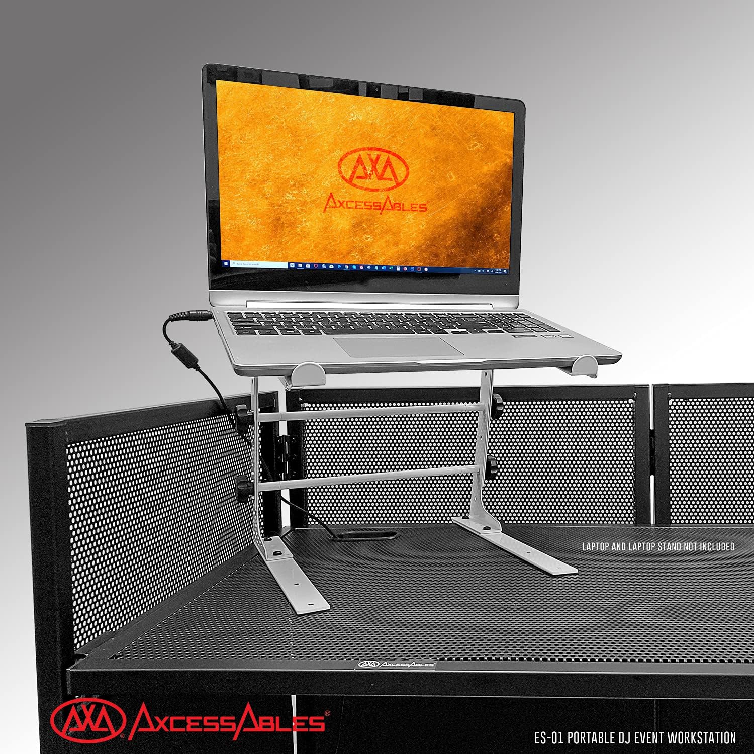 AxcessAbles Portable DJ Facade Booth with Black and White Lighting Scrims, Carry Cases | Standing DJ Table - 40" x 20" | DJ Controller Stand | Recording Mixer Stand | DJ Booth (ES-01) - Image 7
