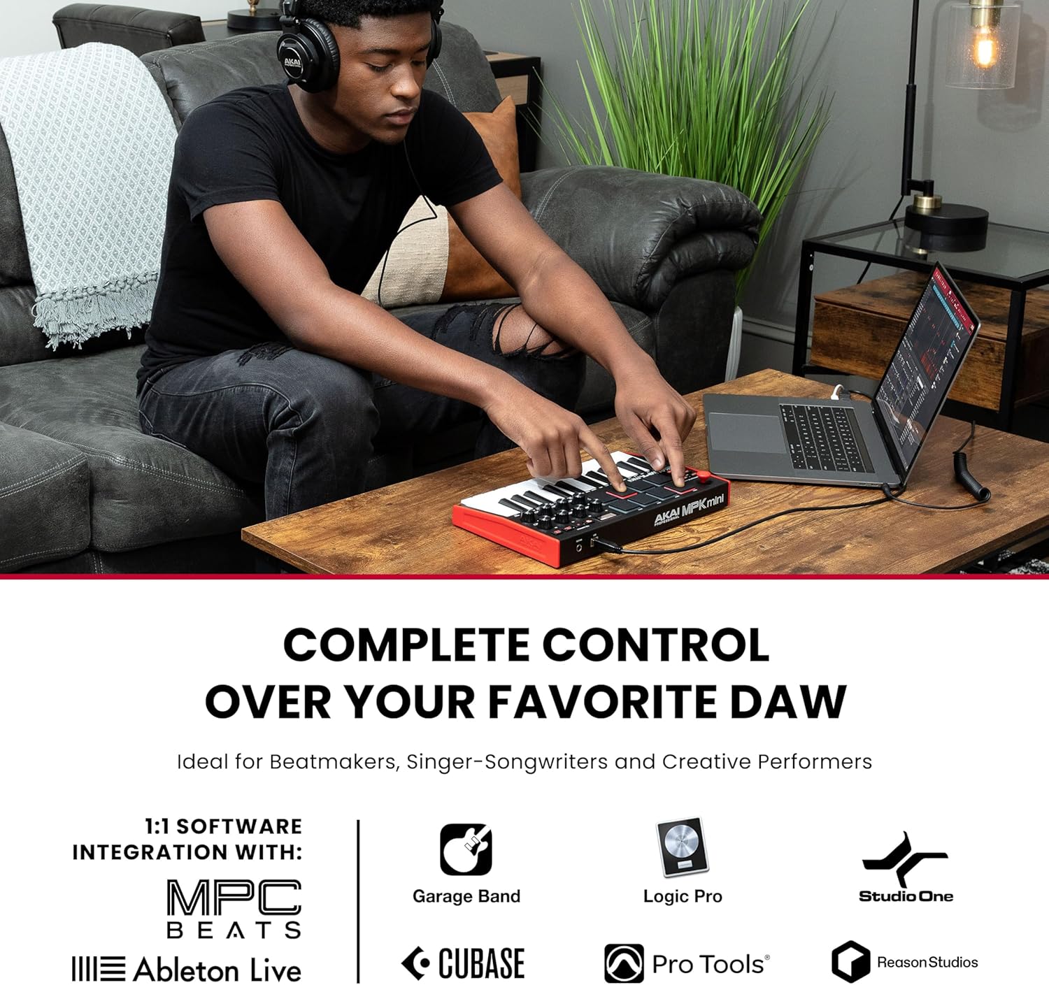 Akai Professional MPK Mini MK3 25 Key USB MIDI Keyboard Controller With 8 Backlit Drum Pads, 8 Knobs, Music Production Software and Native Instruments Sound Package (NKS Integration) - Image 2