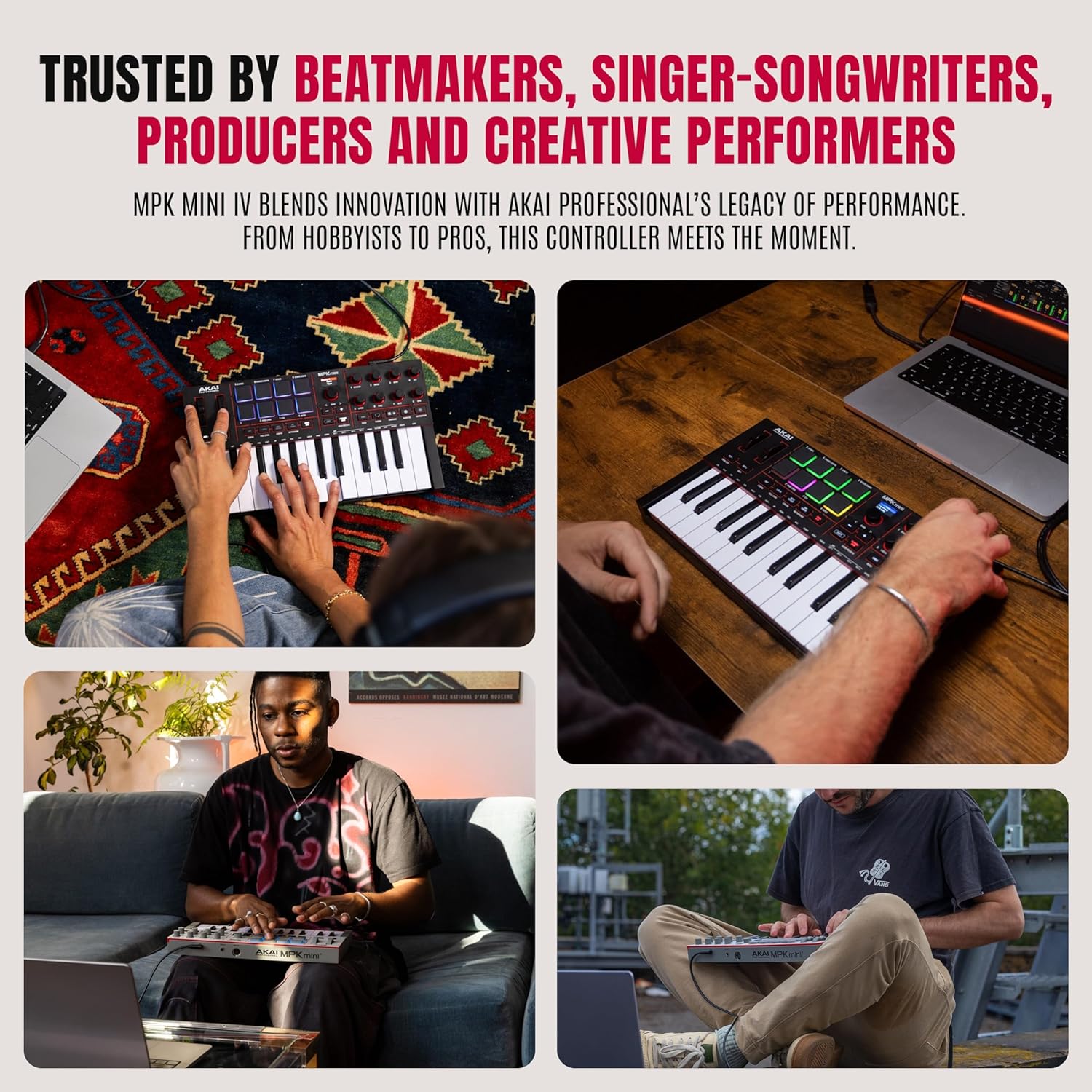 Akai Professional MPK Mini IV USB-C MIDI Keyboard Controller for Beginners and Producers - MPC Drum Pads, 360° Knobs, Pitch and Mod Wheels, Production Software, Native Instruments Sound Package, Grey - Image 11