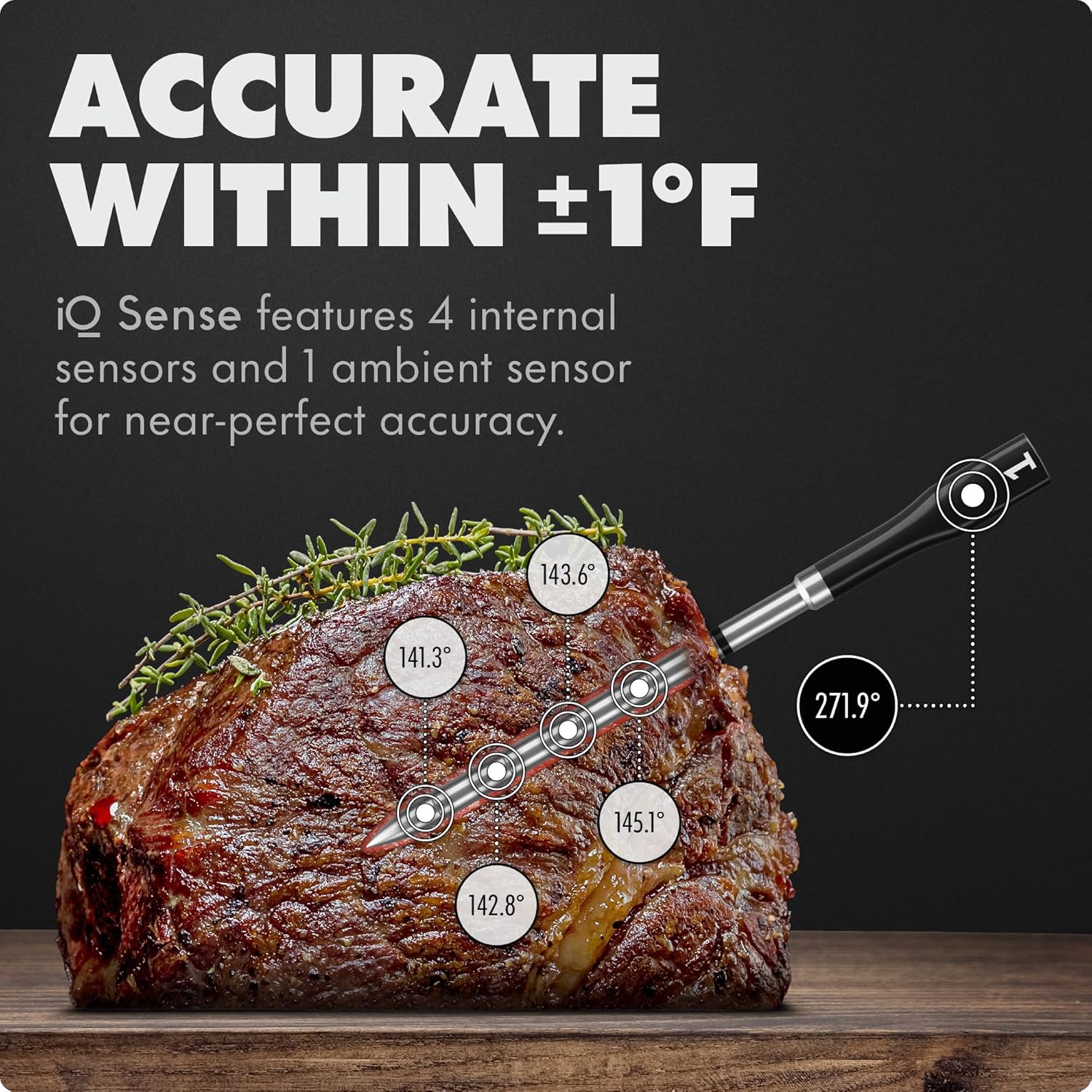 CHEF iQ Sense | Smart Wireless Meat Thermometer | Ultra-Thin Probe | WiFi Unlimited Range | 1000°F Heat Safe | 5 Sensors | BBQ, Grill, Oven, Smoker, Air Fryer | Gen3 - Image 2