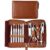 FAMILIFE Manicure Set, Professional Manicure Kit Nail Clippers Set 11 in 1 Stainless Steel Pedicure Tools Nail Kit Men Grooming Tool with Portable Brown Leather Travel Case Luxury Gifts for Him