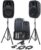 Gemini Portable PA System with Stands Bluetooth Speaker System with 6-Channel Mixer, Dual 10″ Speakers, Mic & Cables – Complete All-in-One Kit for Small Events, DJs & Karaoke (ES-210MXBLU-ST)