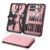 Manicure Set Professional Nail Clippers Kit Pedicure Care Tools- Stainless Steel Women Grooming Kit 18Pcs for Travel or Home (Pink)