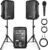 Pyle PA Speaker DJ Mixer Bundle – 300 W Portable Wireless Bluetooth Sound System w/ USB SD XLR 1/4″ RCA Inputs – Dual Speaker, Mixer, Microphone, Stand, Cable – Home/Outdoor Party – PPHP28AMX,Black